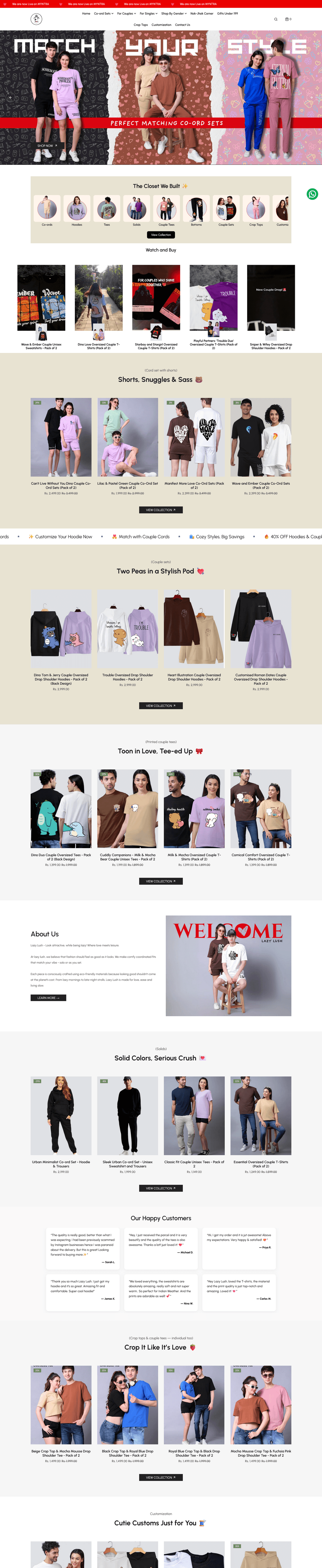 Lazy Lush - Premium Couple Wear E-commerce